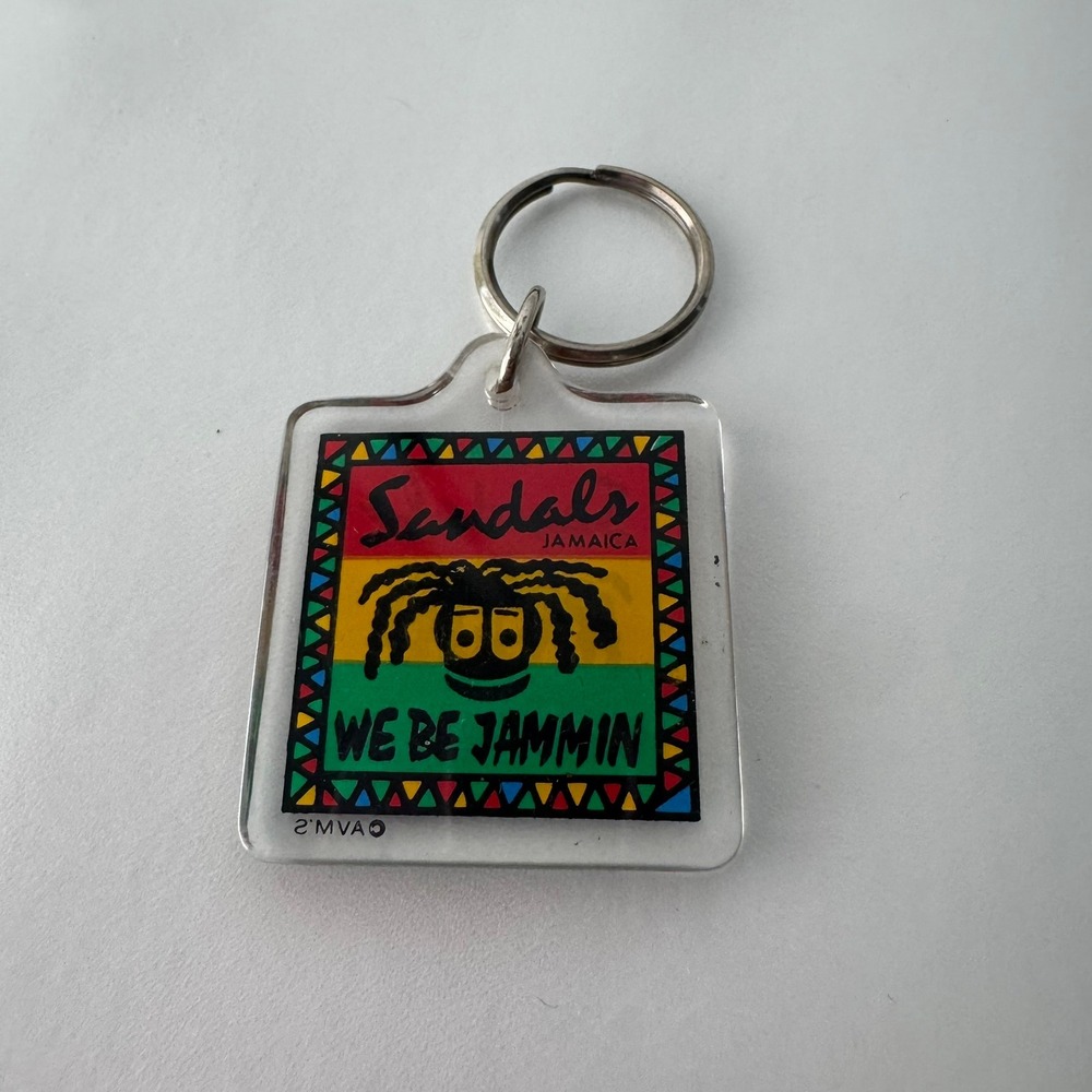 Sandals Jamaica We Be Jammin‎ Rasta Character Square Keychain